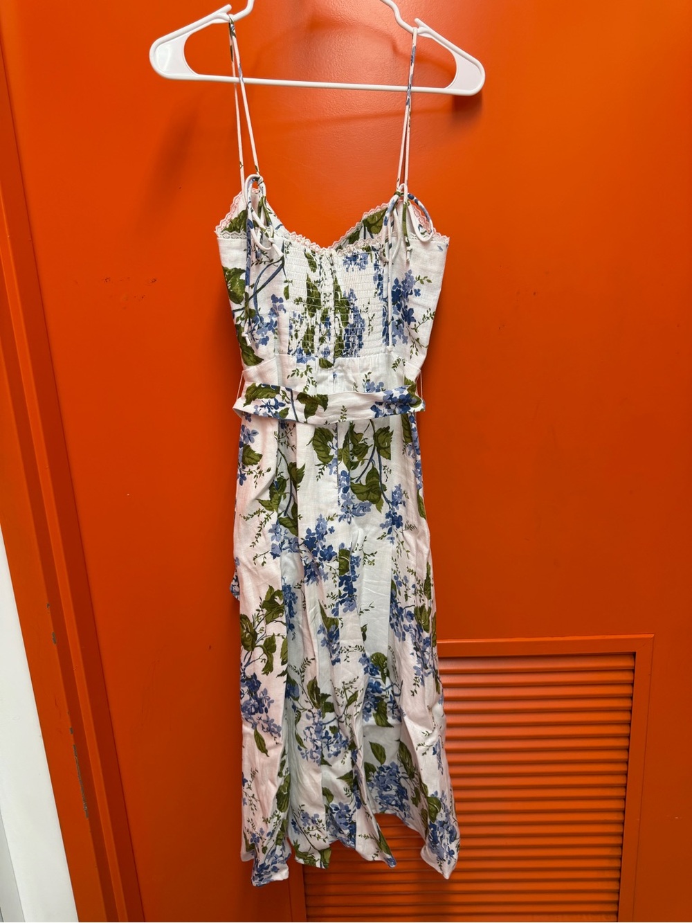 Reformation - Kieryn Linen Midi Dress in the Riviera blue floral - 6 - Picture 9 of 13